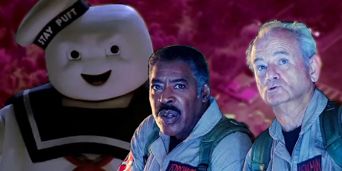 The 1984 Stay Puft Marshmallow Man composited with Winston and Peter from Frozen Empire