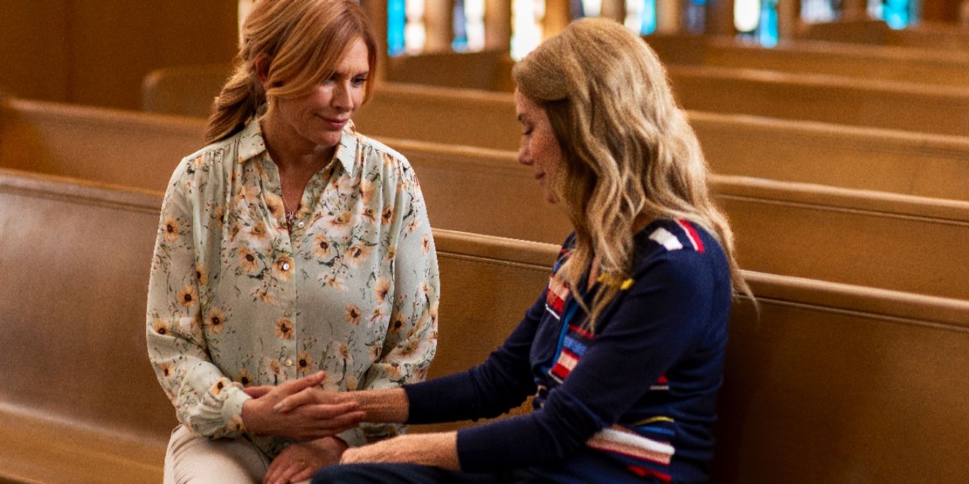 Roma Downey in church in The Baxters