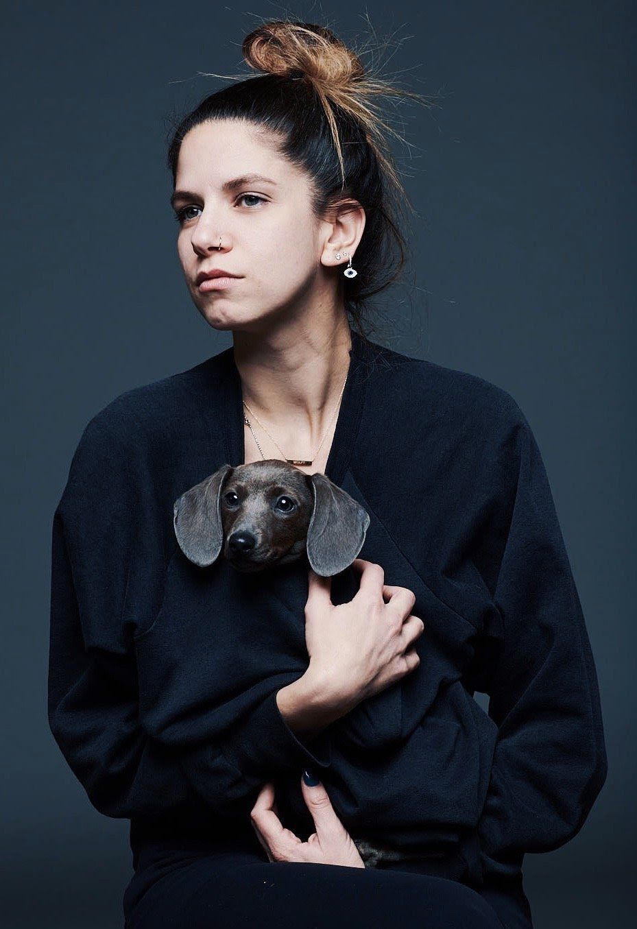 Caitlin Cronenberg portrait with her dog