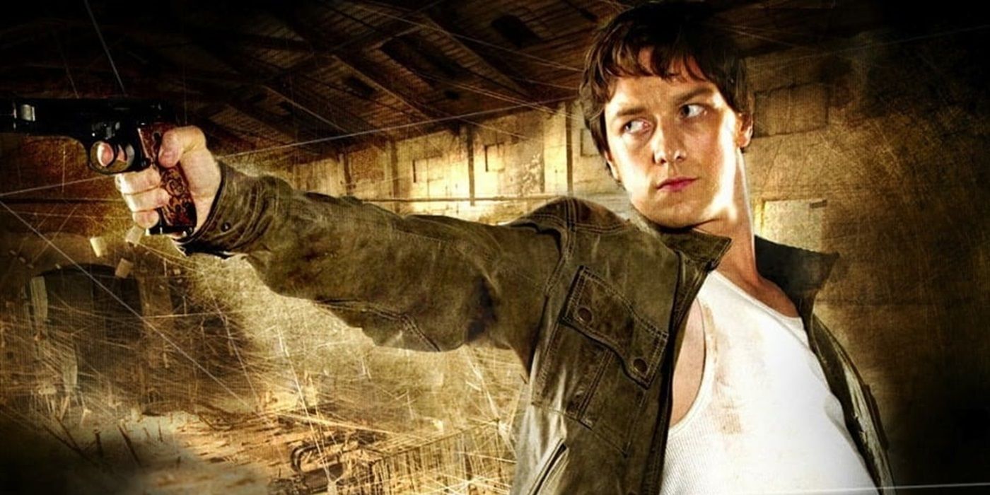 James McAvoy aiming in Wanted.
