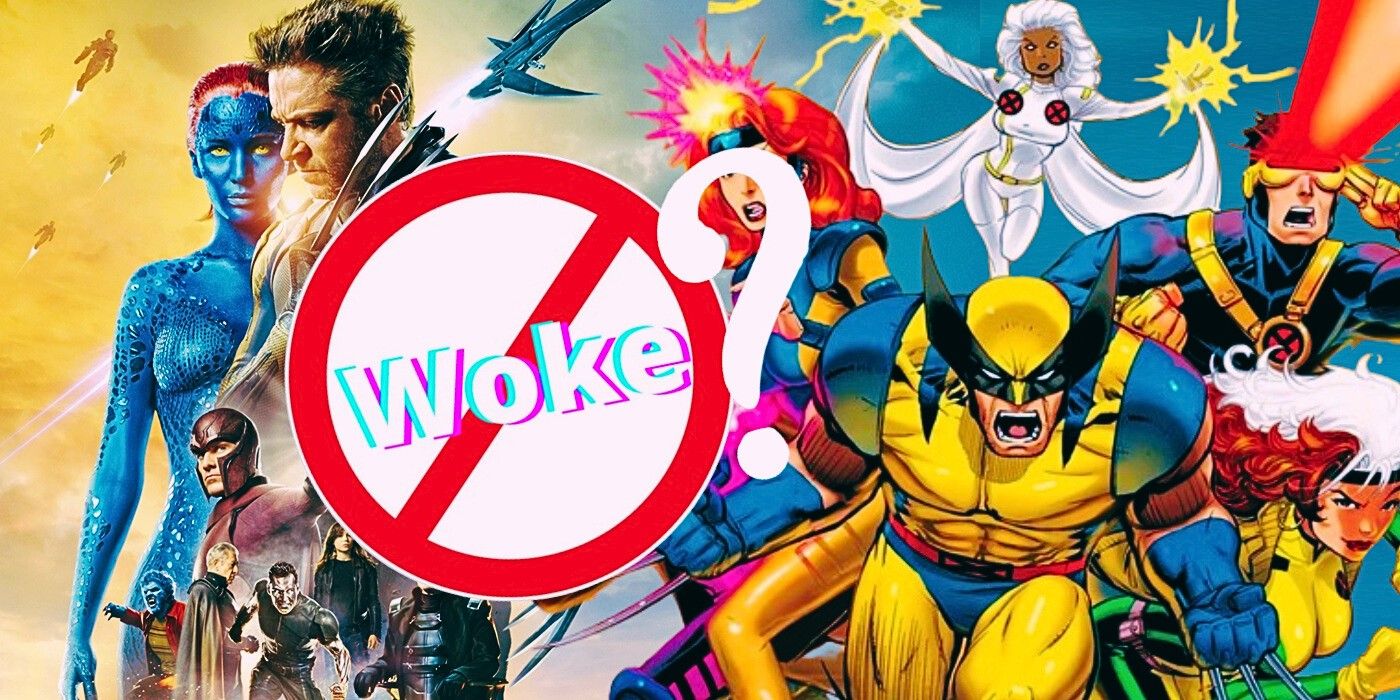 The live action & animated X-Men beneath 'woke' with a question mark.