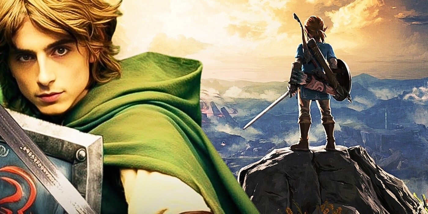 Fan art of a live-action Link and an image from the video game.
