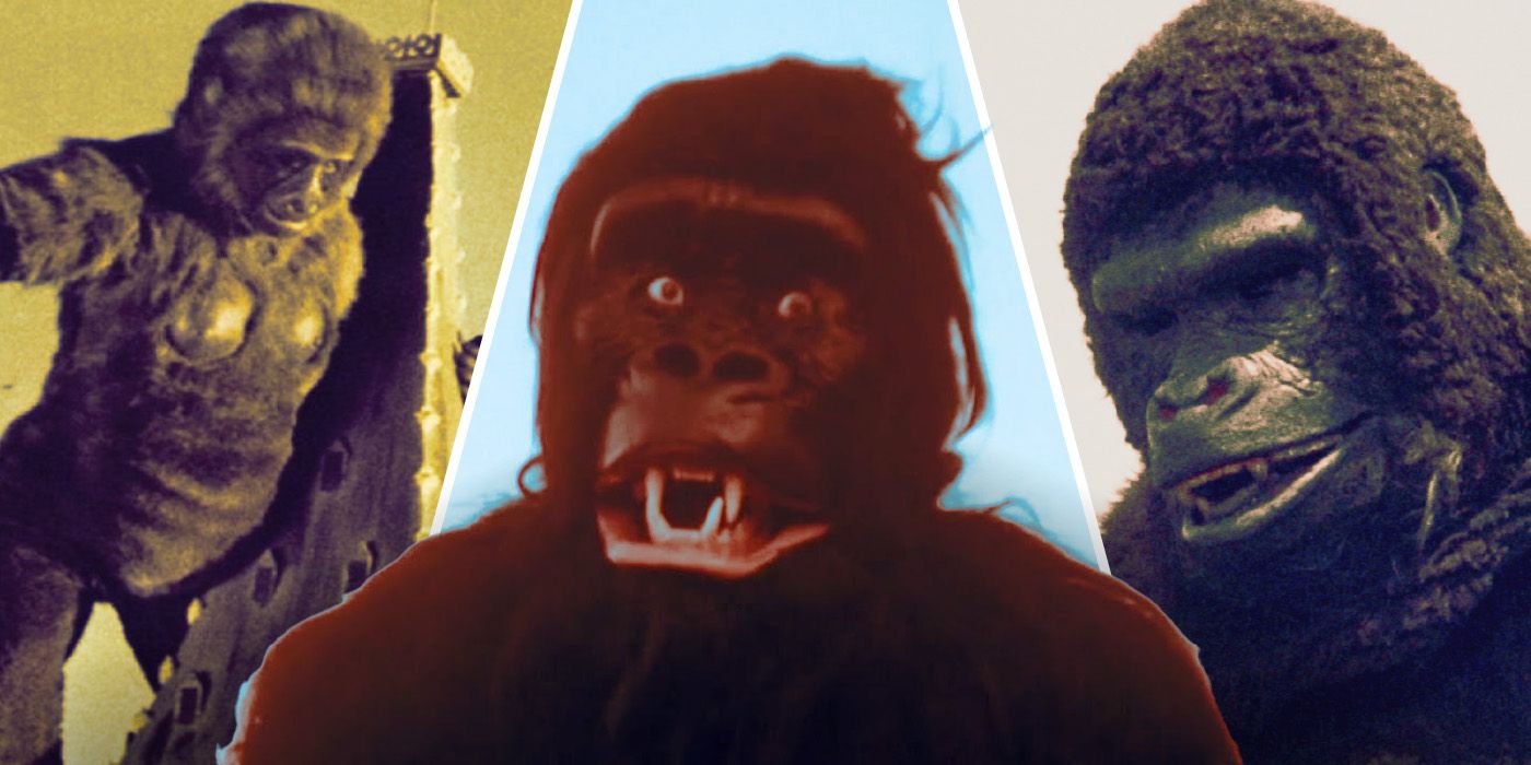 Scenes from Ape (1976),  The Mighty Gorga (1969), and  Queen Kong (1978)
