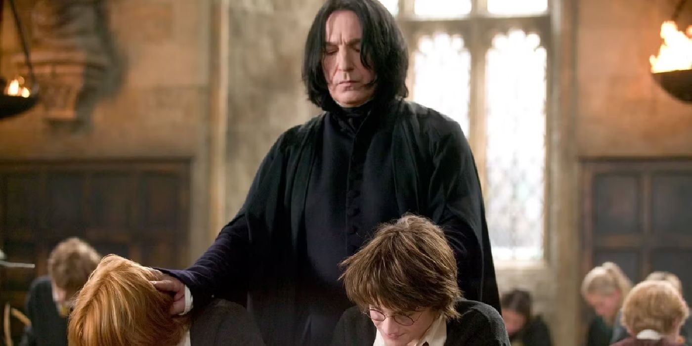 Alan Rickman's Snape holding Ron and Harry's Heads in Harry Potter