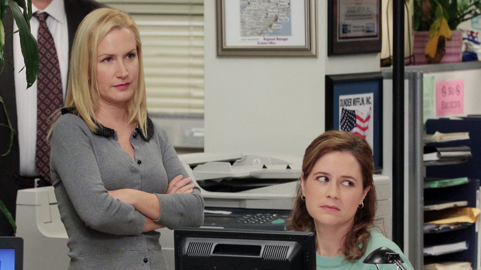 Angela Kinsley and Jenna FIscher in The Office