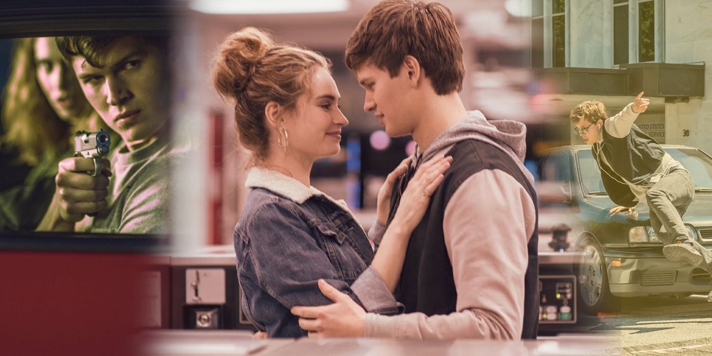 An edited image of Ansel Elgort and Lily James dancing together in Baby Driver