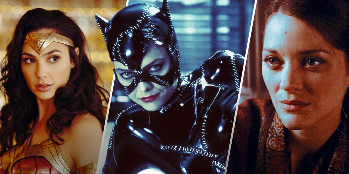 Gal Gadot as Wonder Woman, Michelle Pfeiffer as Catwoman, and Talia Al Ghul from Batman