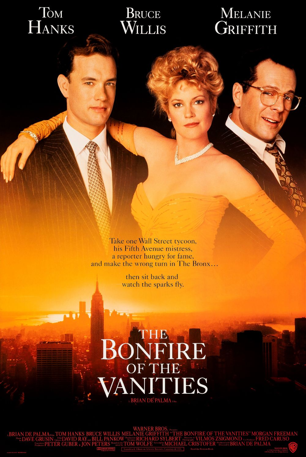 Bonfire of the Vanities poster with Tom Hanks and Melanie Griffith and Bruce Willis