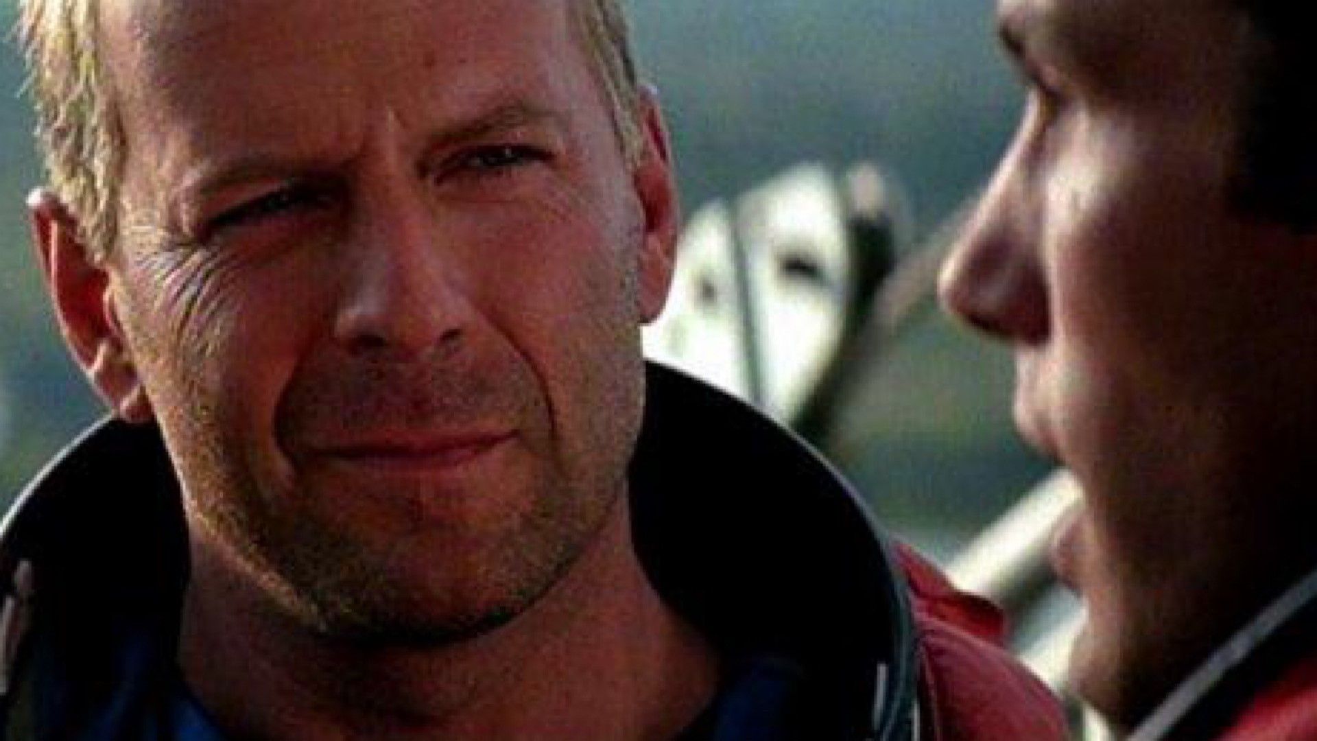 Bruce Willis smiling in Armageddon