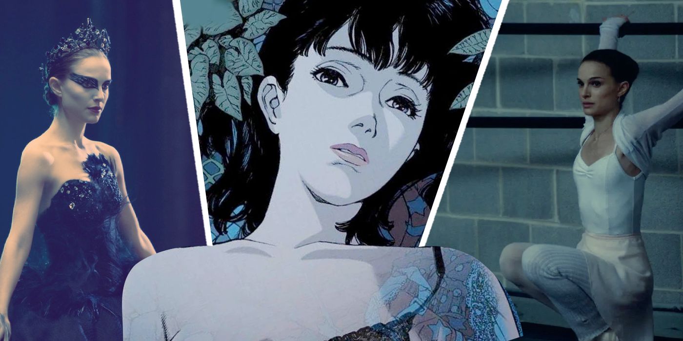 An edited image of Natalie Portman in Black Swan with the anime movie Perfect Blue