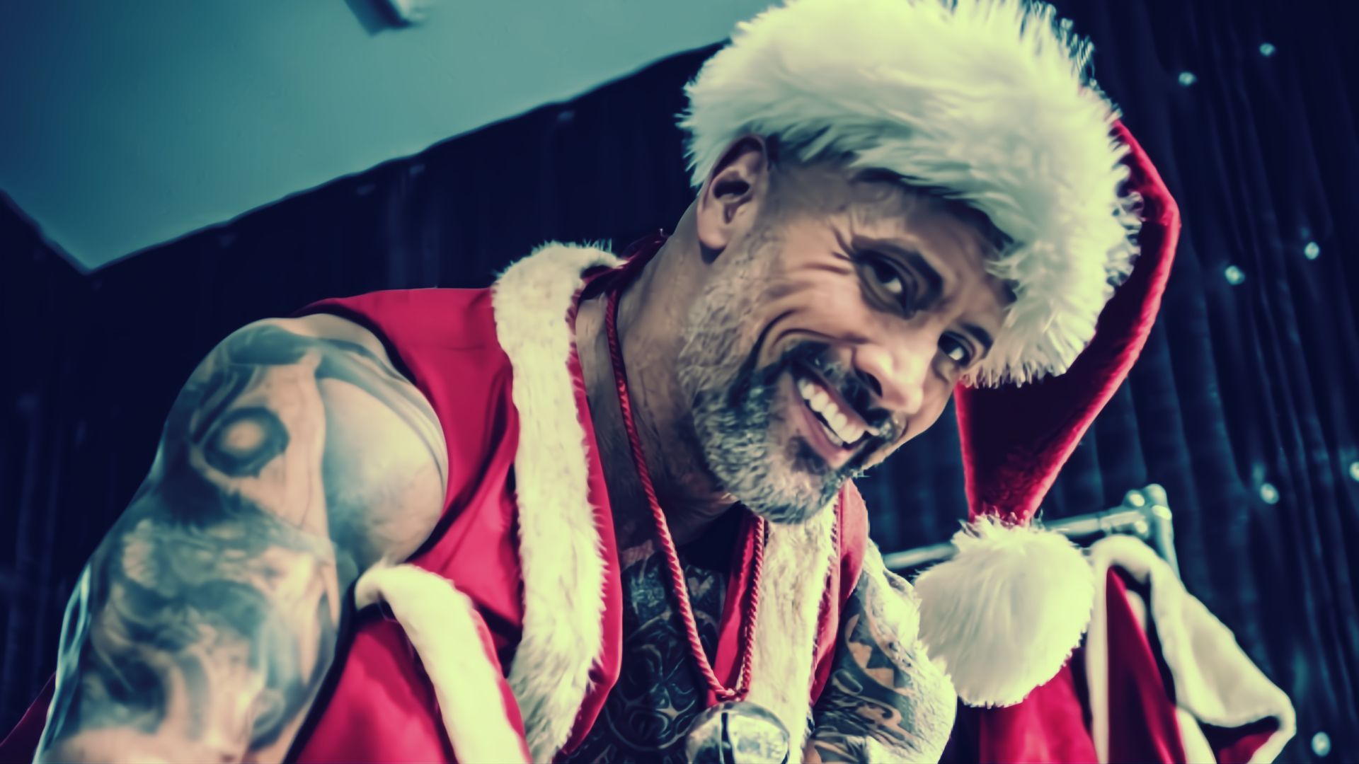 Photo of Dwayne Johnson as Santa Claus provided by Hiram Garcia
