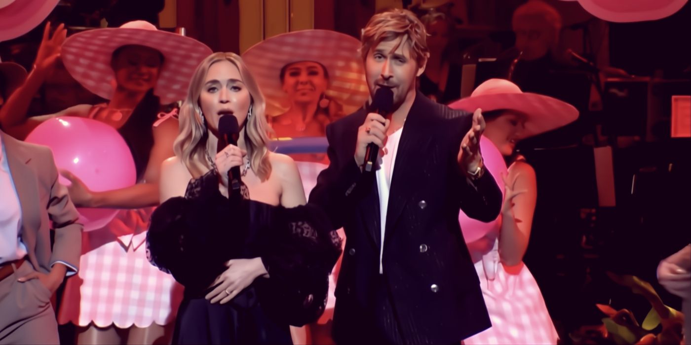 Emily Blunt and Ryan Gosling sing about Barbenheimer in SNL monologue