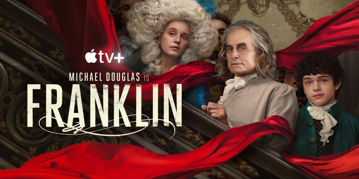 Michael Douglas as Benjamin Franklin on the poster for Franklin