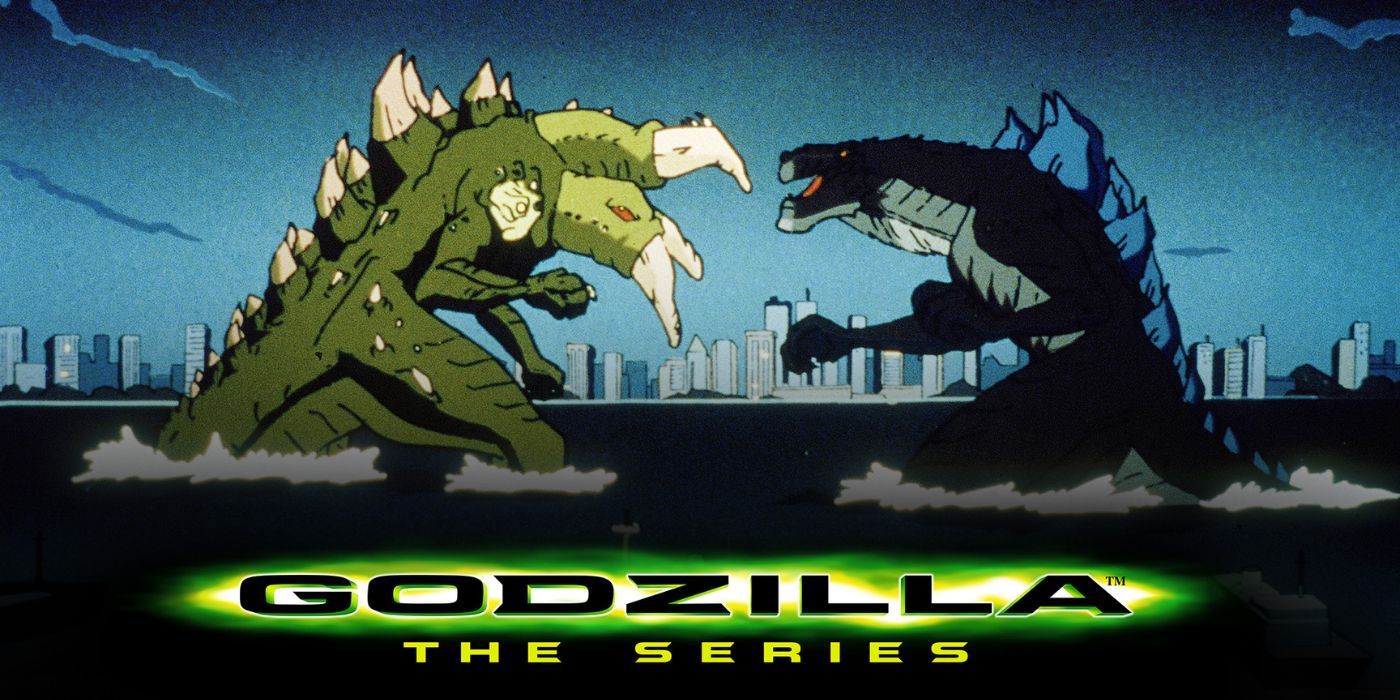 Godzilla faces off against another monster in the animated series Godzilla: The Series