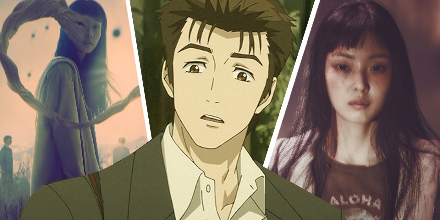 A split of Jeong Su-in in Parasyte: The Grey and Shinichi Izumi in Parasyte the anime