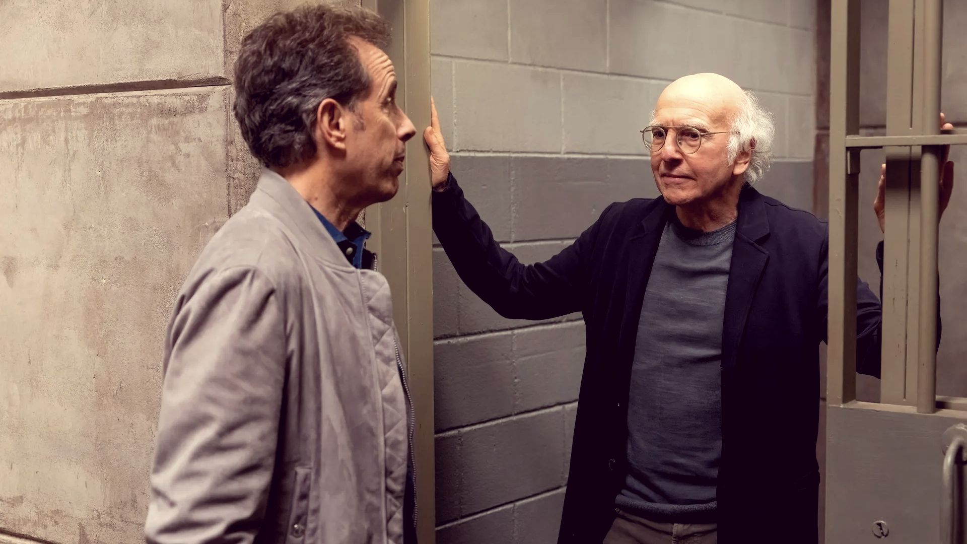 Jerry Seinfeld and Larry David in jail in the Curb Your Enthusiasm Finale