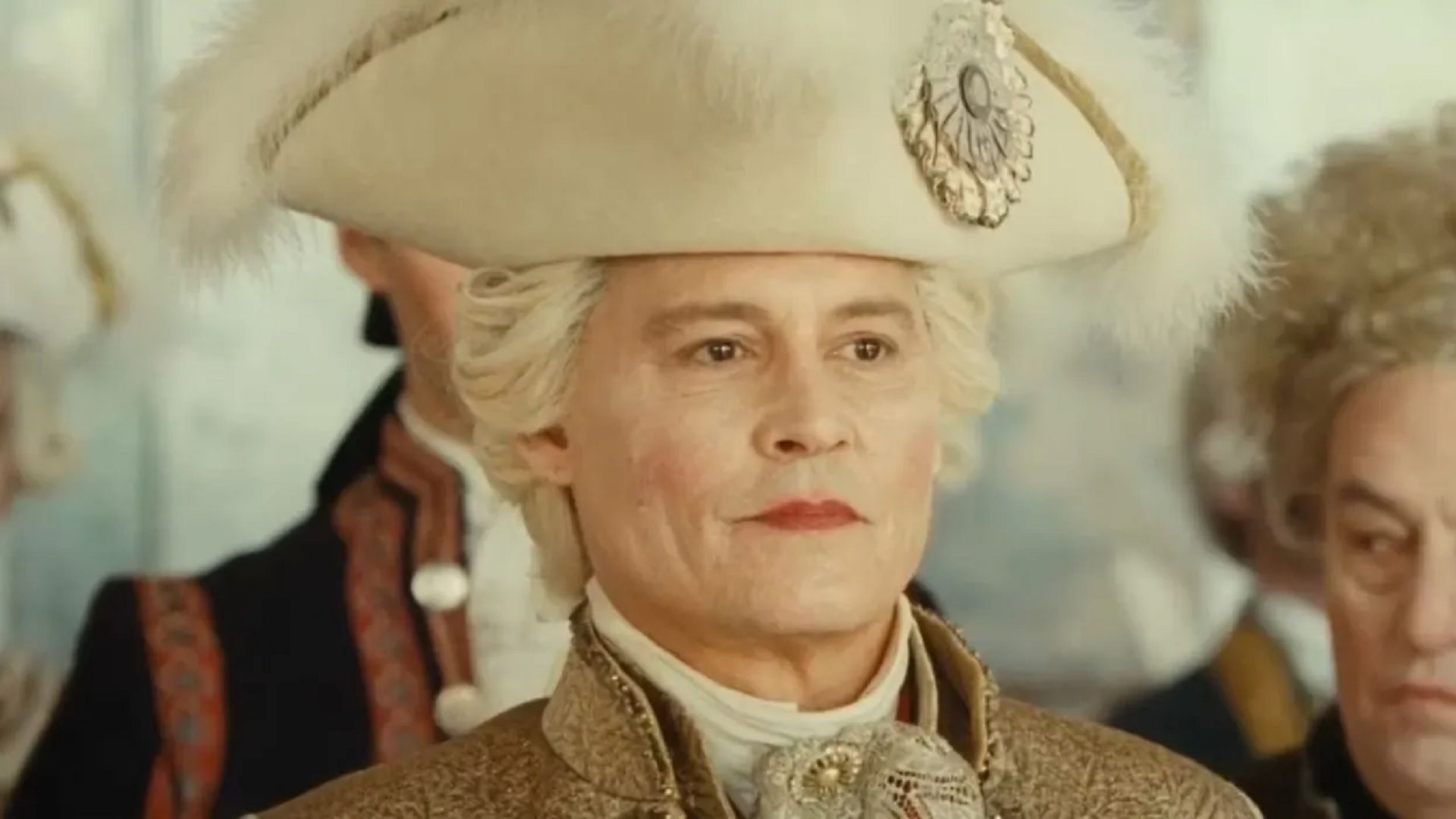 Johnny Depp smiling in Jeanne du Barry