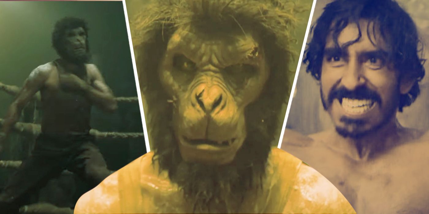 Dev Patel as Kid fighting in the ring and wearing a monkey mask in Monkey Man