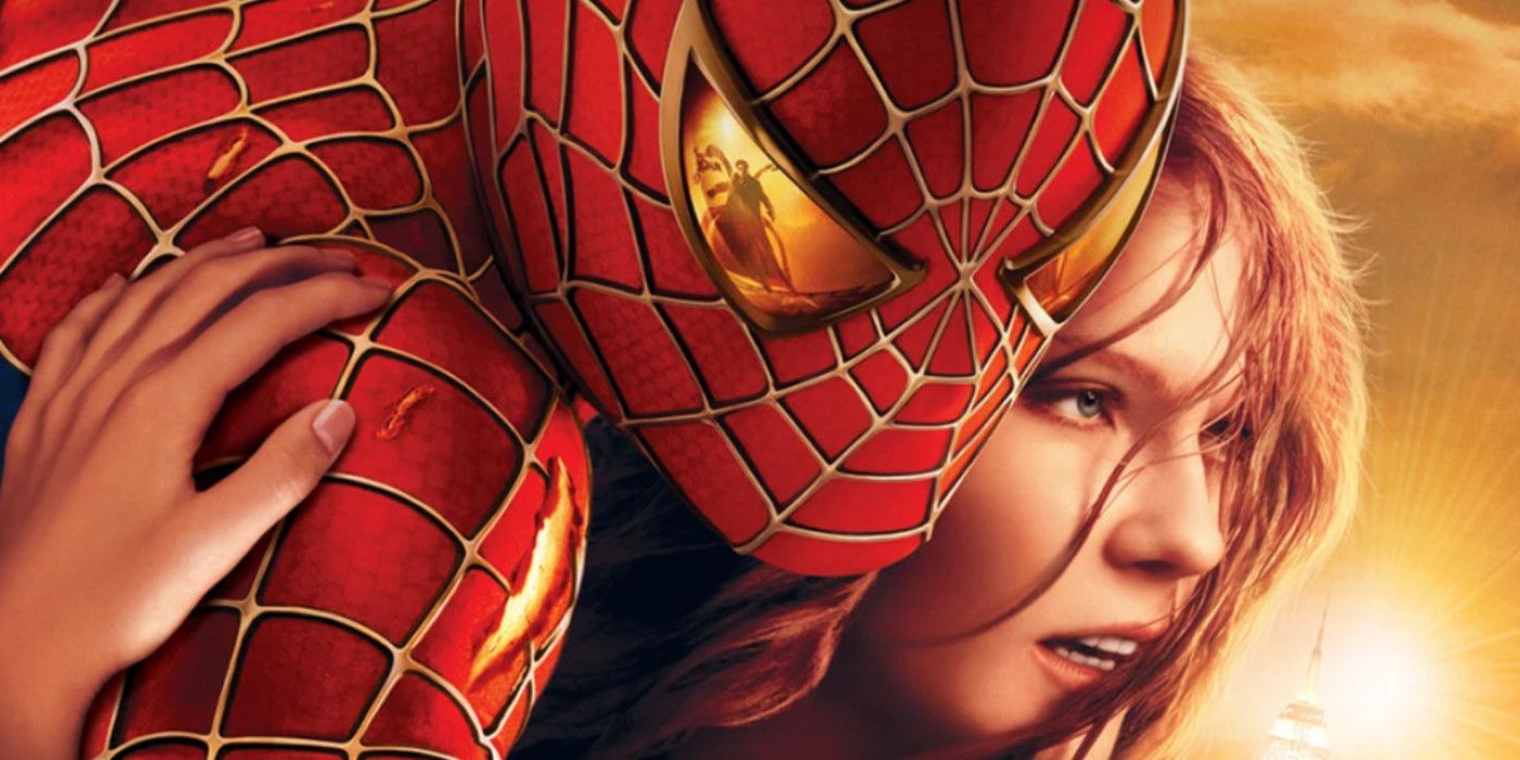 Kirsten Dunst holds Spider-Man in Spider-Man 2