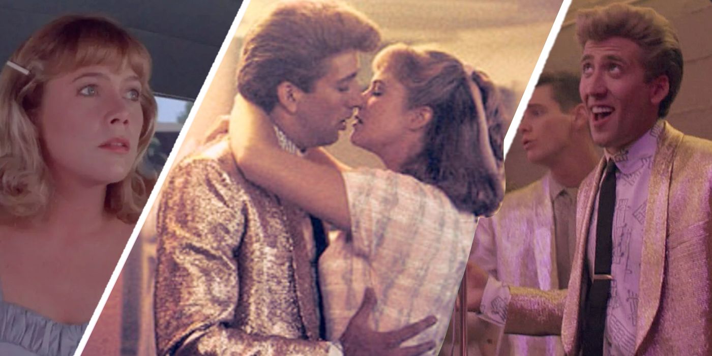 Kathleen Turner as Peggy Sue alongside Nicolas Cage as Charlie in an edited image of Peggy Sue Got Married