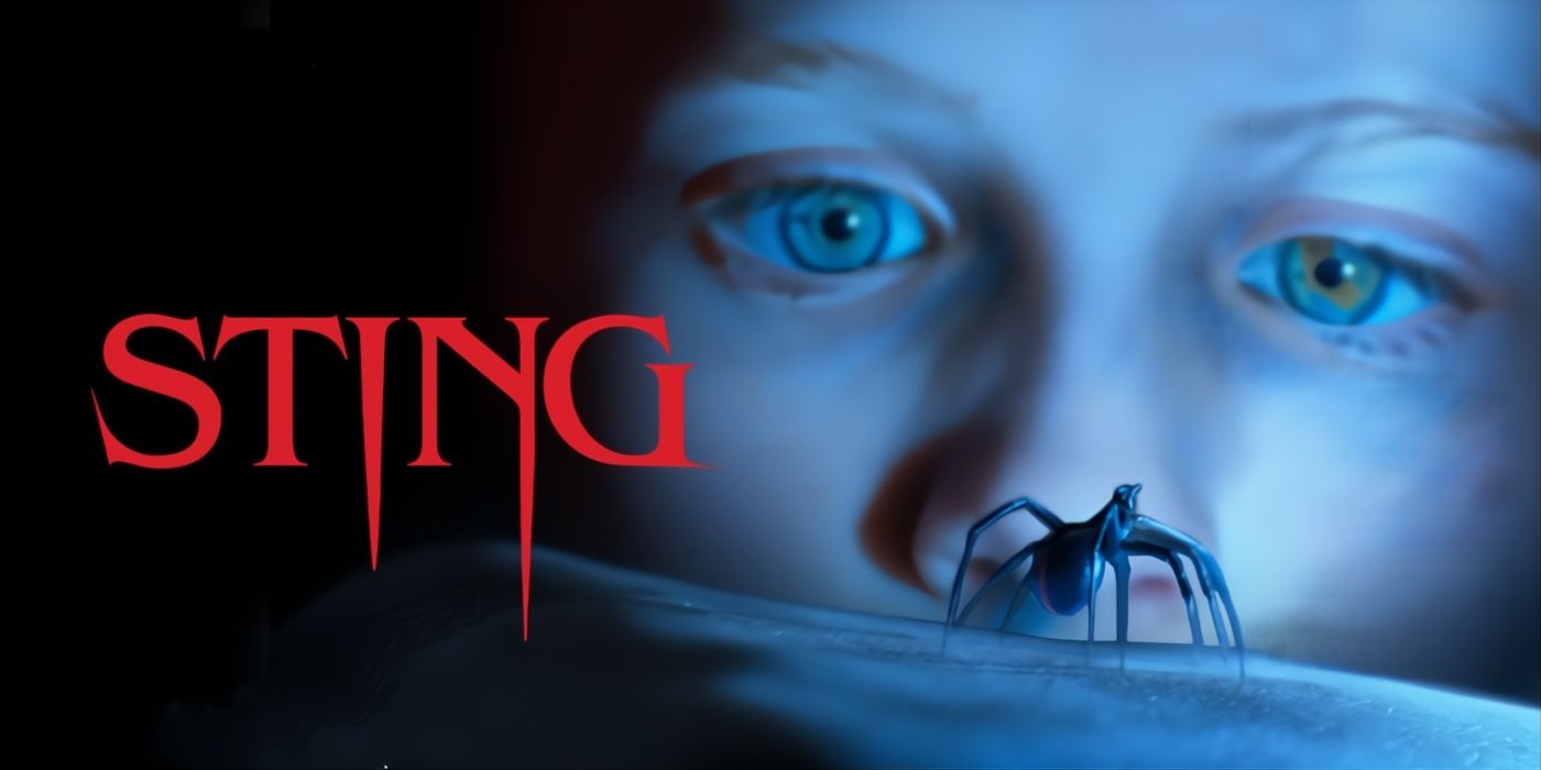 Young girl looking at a spider in the 2024 movie Sting