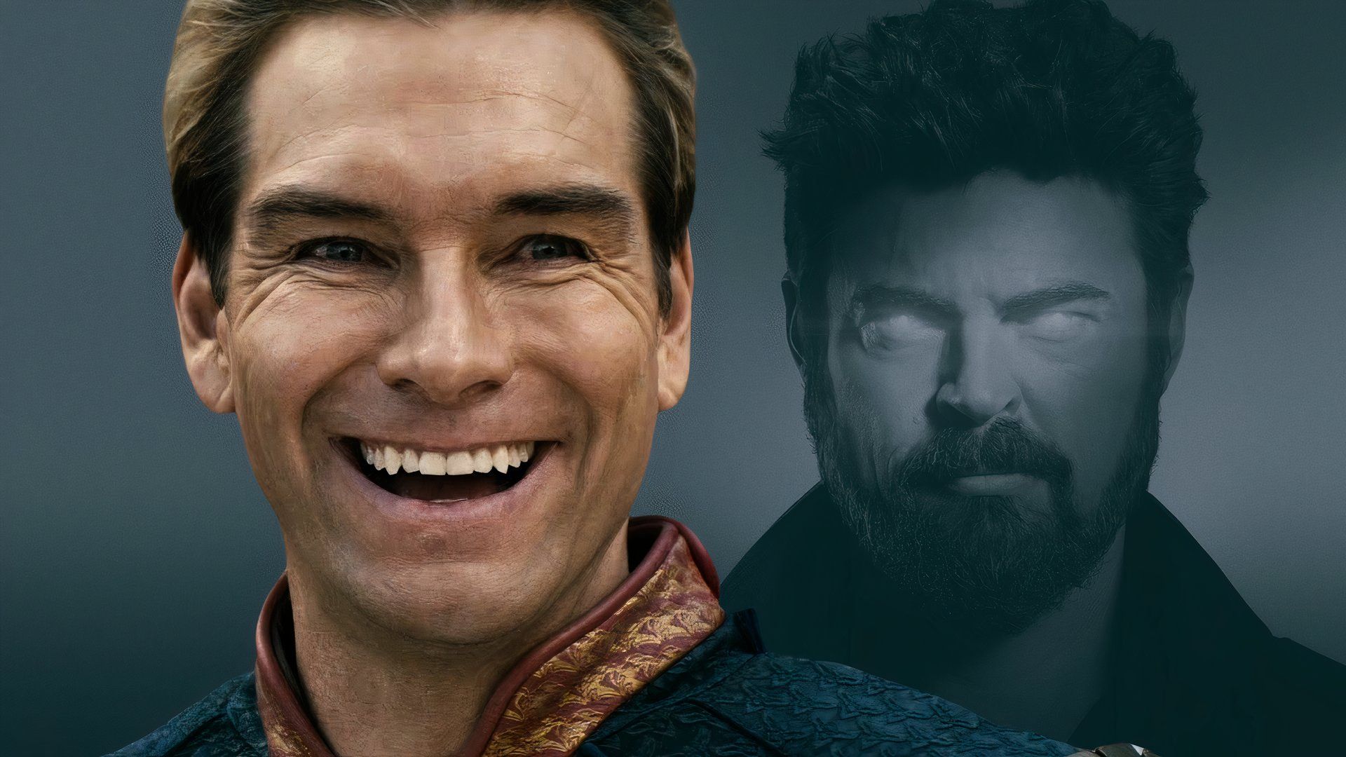 An edited image of Homelander and Butcher together in The Boys