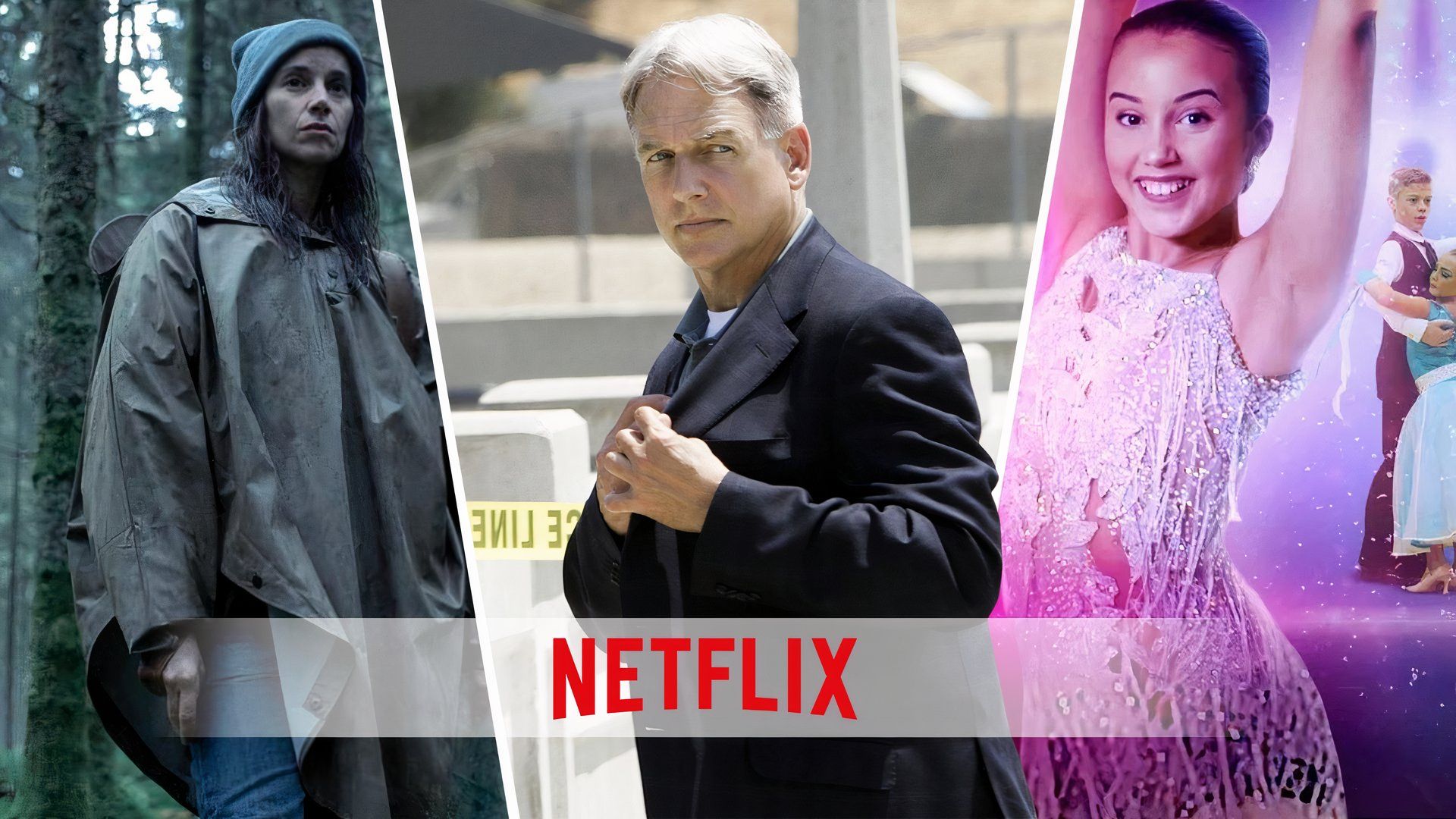 An edited image of Black Spot, NCIS, and Baby Ballroom with the Netflix logo