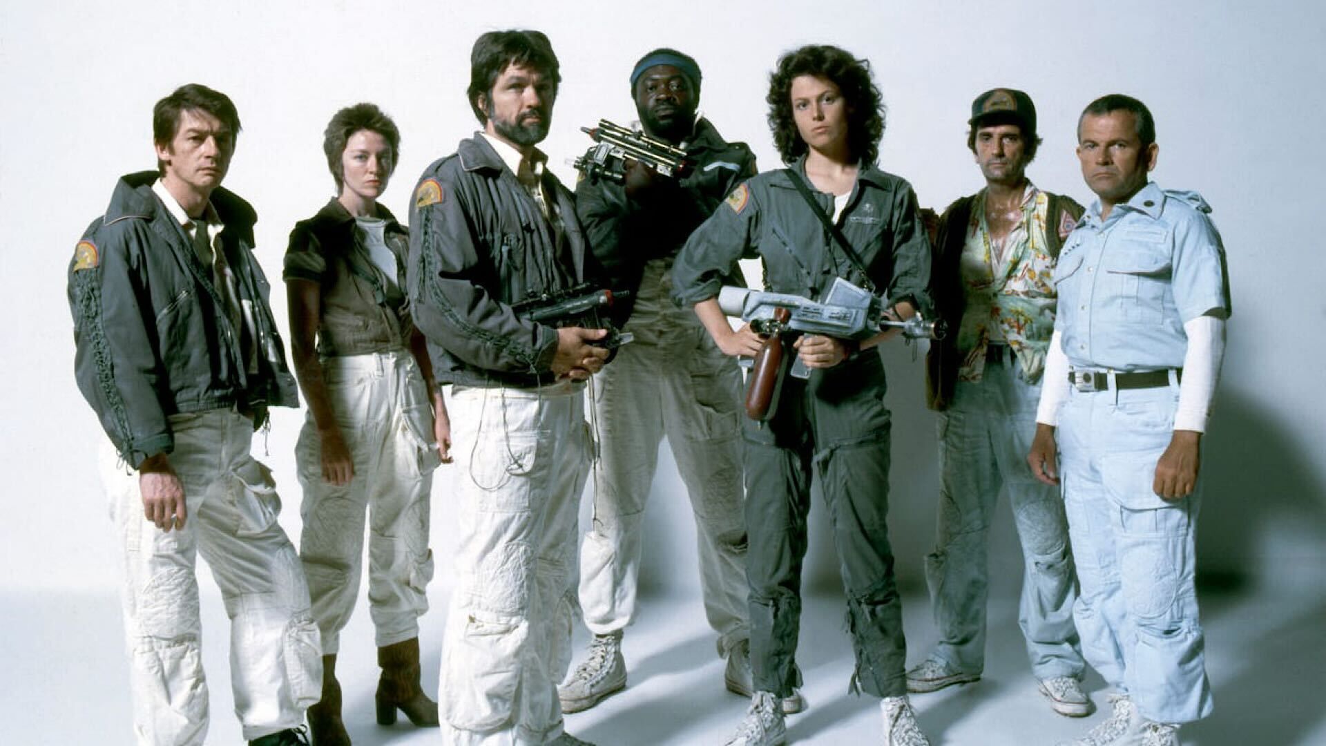 Cast of  Alien 1979 including Tom Skerritt and Sigourney Weaver