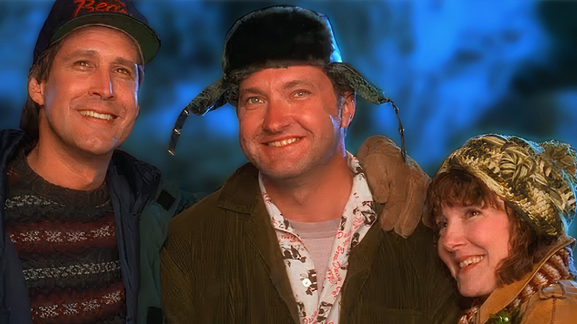 Characters from National Lampoon's Christmas Vacation smiling