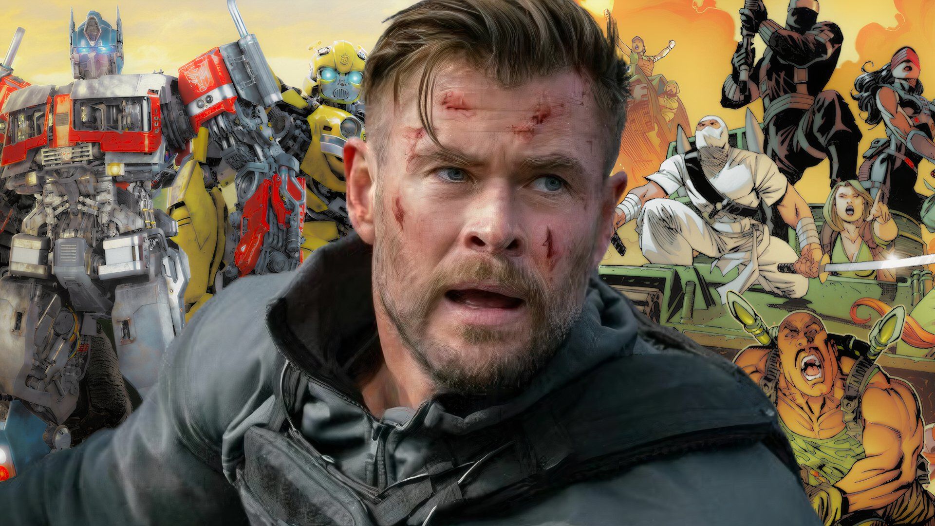 Chris Hemsworth alongside the Transformers and G.I. Joe