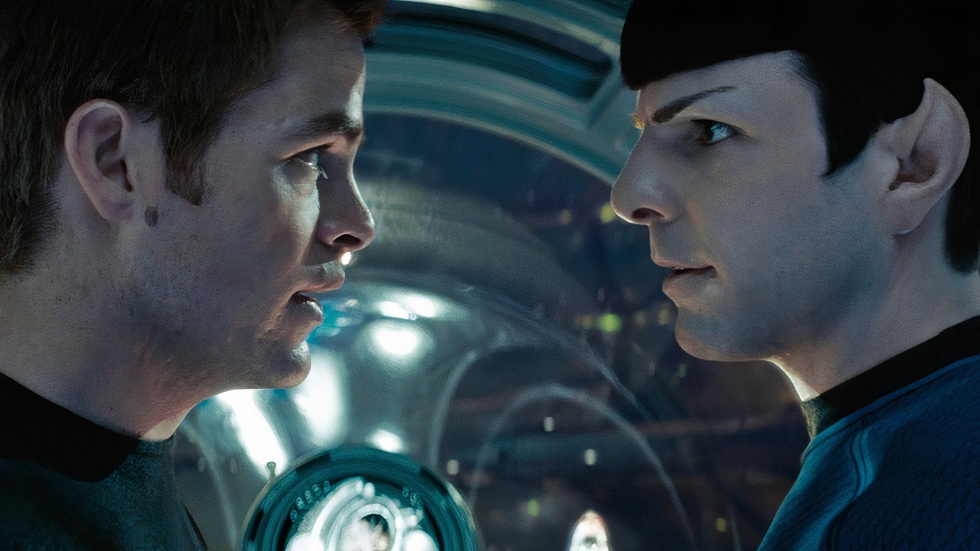 Chris Pine as Kirk and Zachary Quinto as Spock in Star Trek