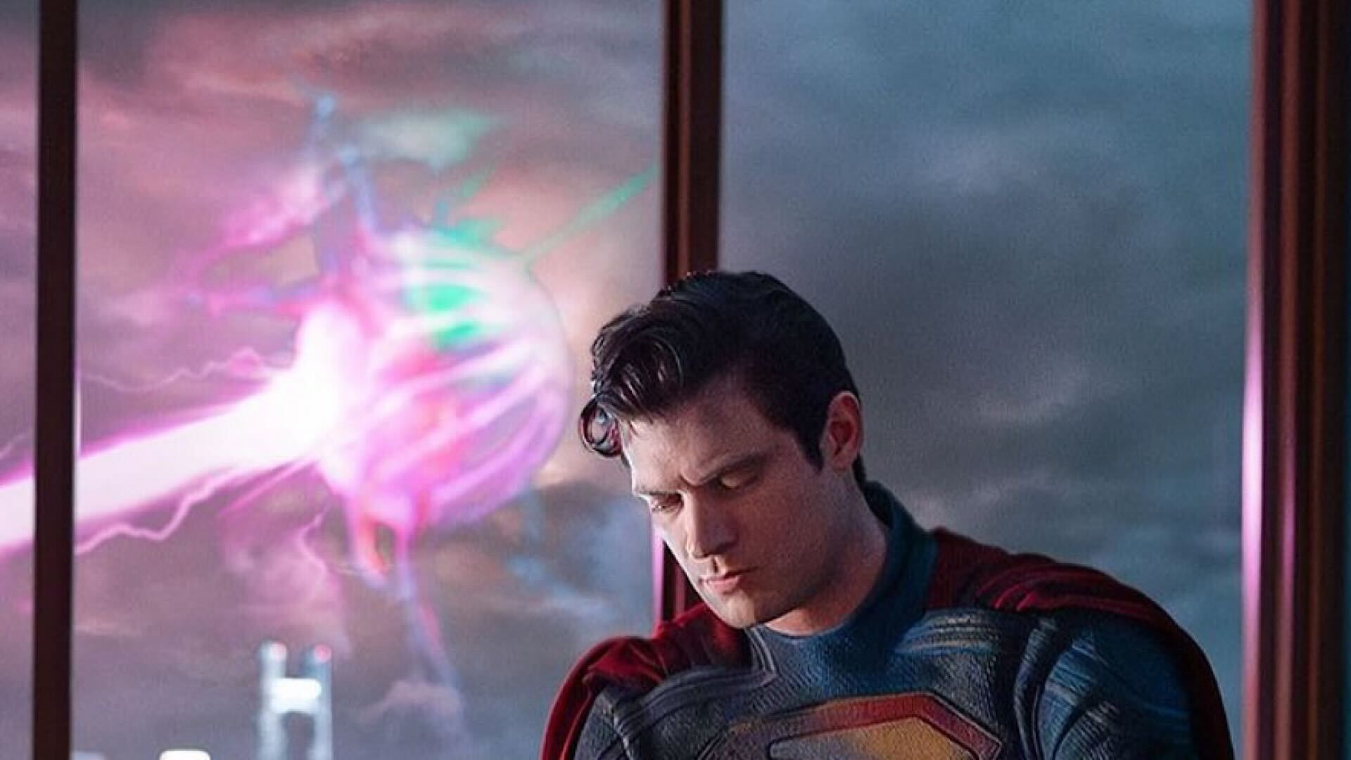 Cropped image of David Corenswet as Superman in James Gunn's new DCU
