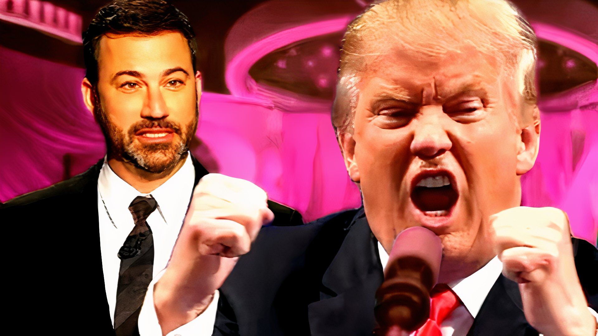Donald Trump raging and Jimmy Kimmel