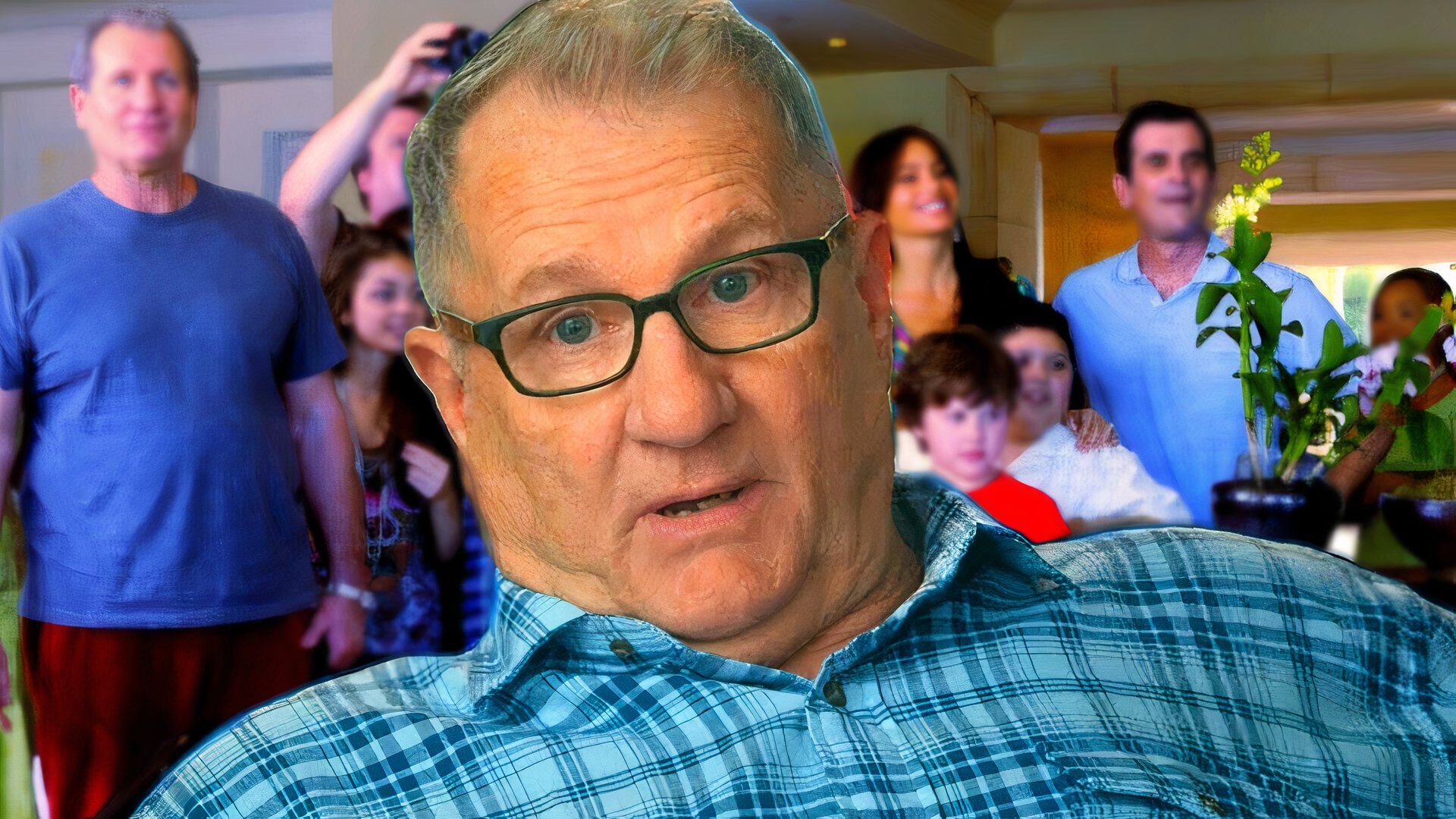 Ed O'Neill as his Modern Family character with scene from show