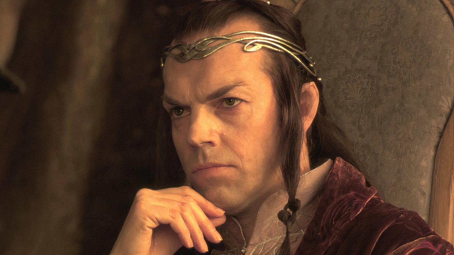 Hugo Weaving as Elrond in The Lord of the Rings: The Fellowship of the Ring