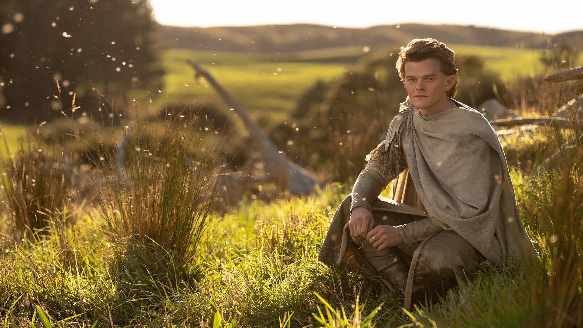 Robert Aramayo as Elrond in The Lord of the Rings: The Rings of Power