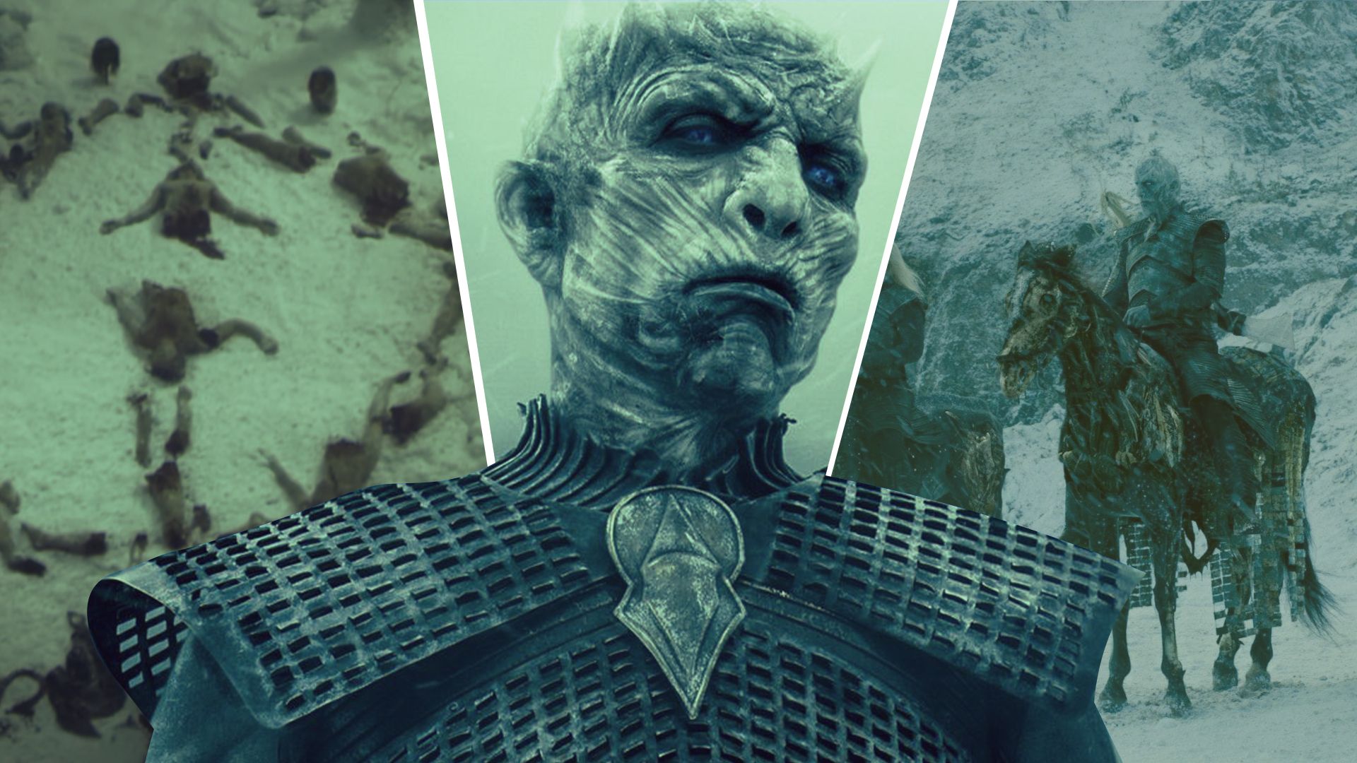 An edited image of The Night King and bodies cut up into a pattern in Game of Thrones