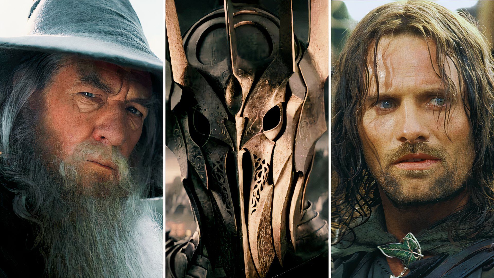 Gandalf, Sauron, and Aragorn in Lord of the Rings