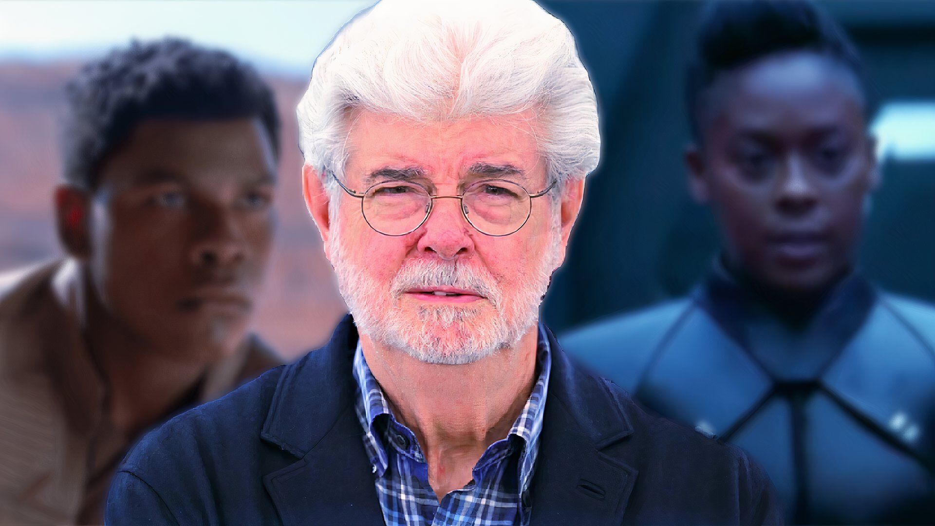 George Lucas with images of John Boyega and Moses Ingram