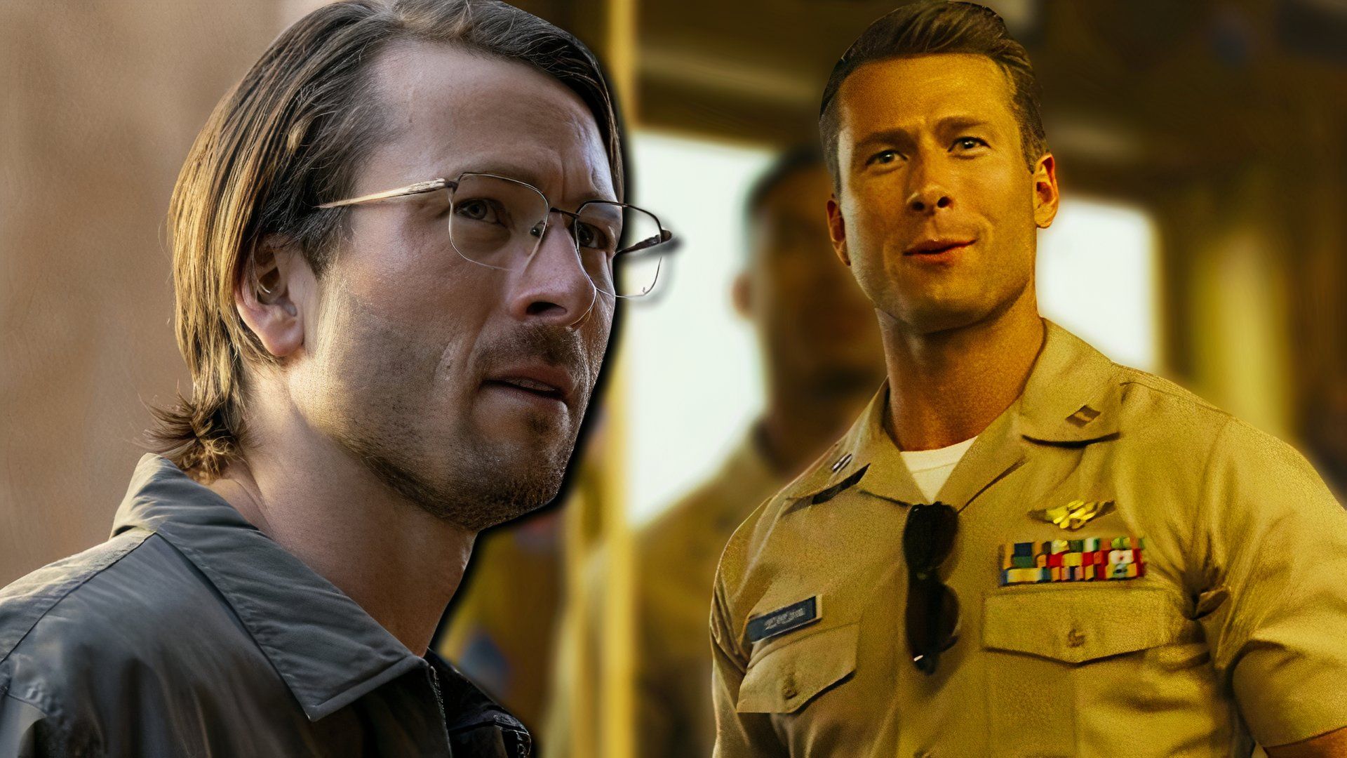 Glen Powell in Hit Man and Top Gun: Maverick