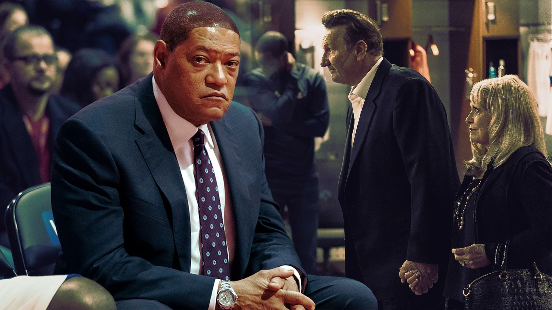 An edited image of Laurence Fishburne in a suit and tie as Doc Rivers in Clipped