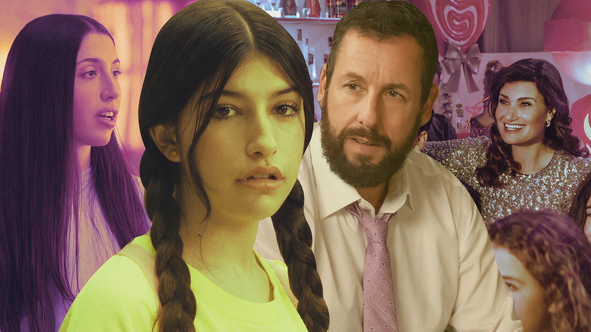 An edited image of Sunny, Sadie, and Adam Sandler in You Are So Not Invited to My Bat Mitzvah