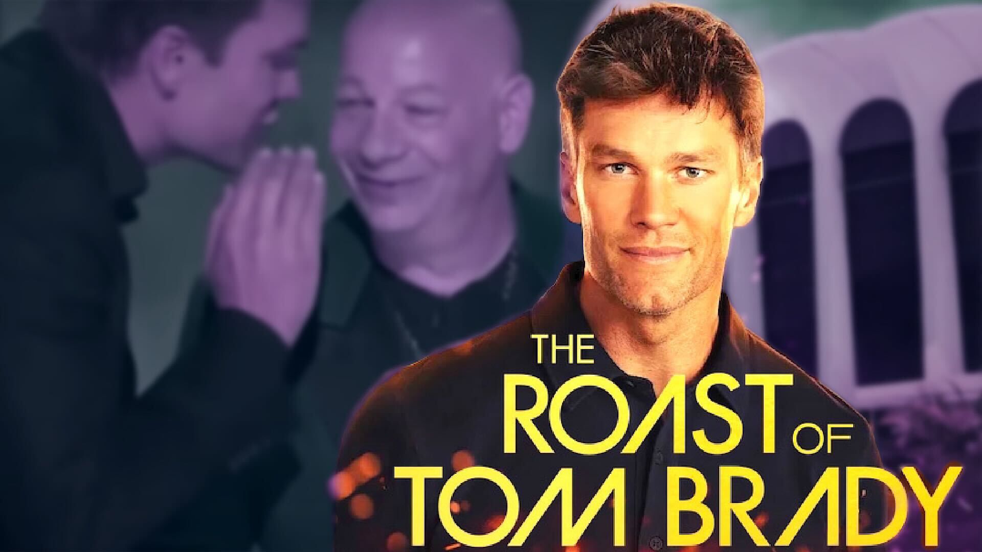 Image from Tom Brady Netflix roast with Jeff Ross and title card
