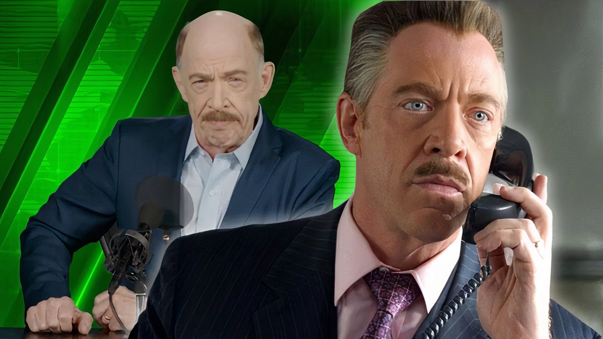 J.K. Simmons on the phone as J. Jonah Jameson and on TV as him in Spider-Man