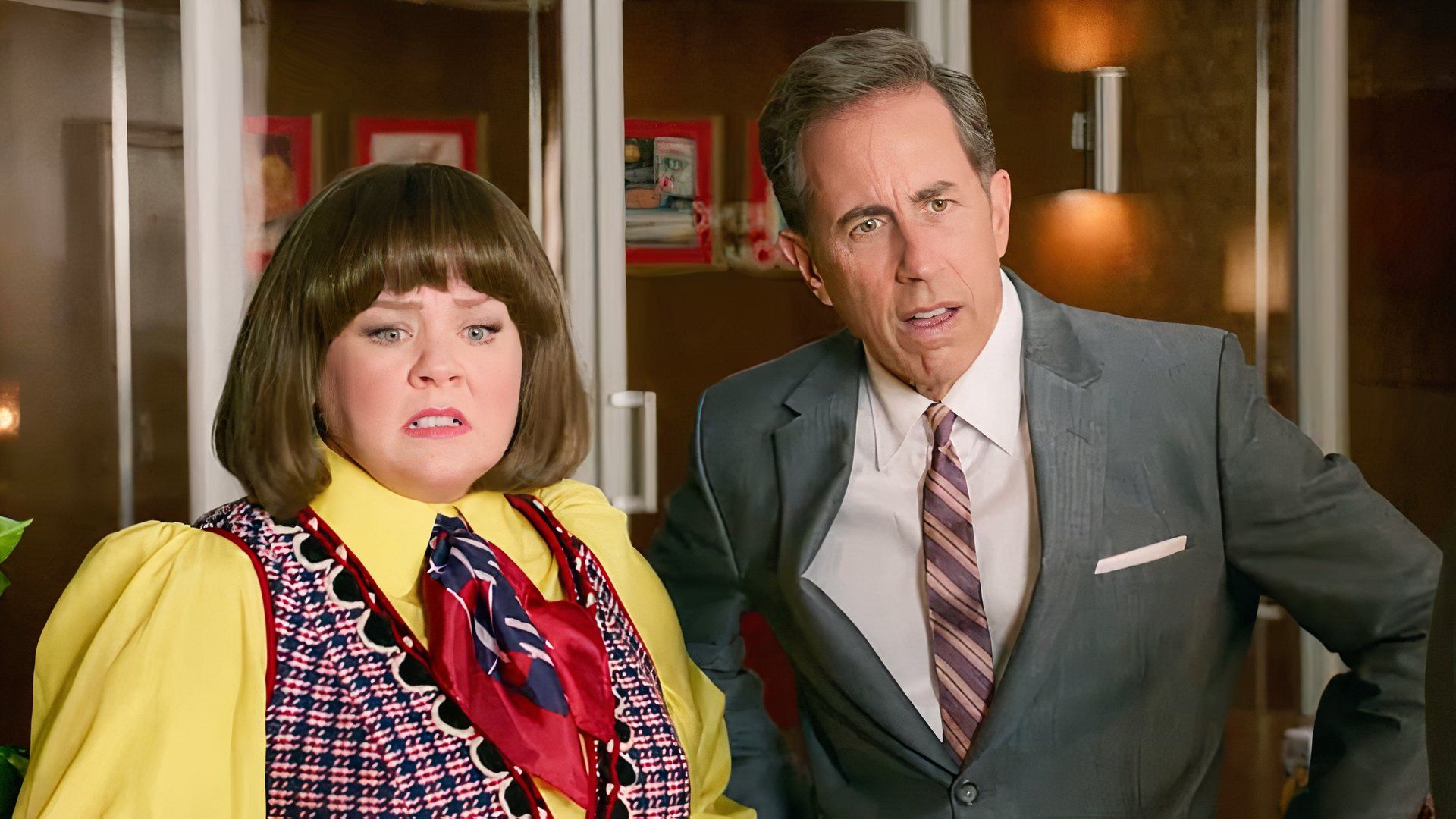 Jerry Seinfeld and Melissa McCarthy in Unfrosted.