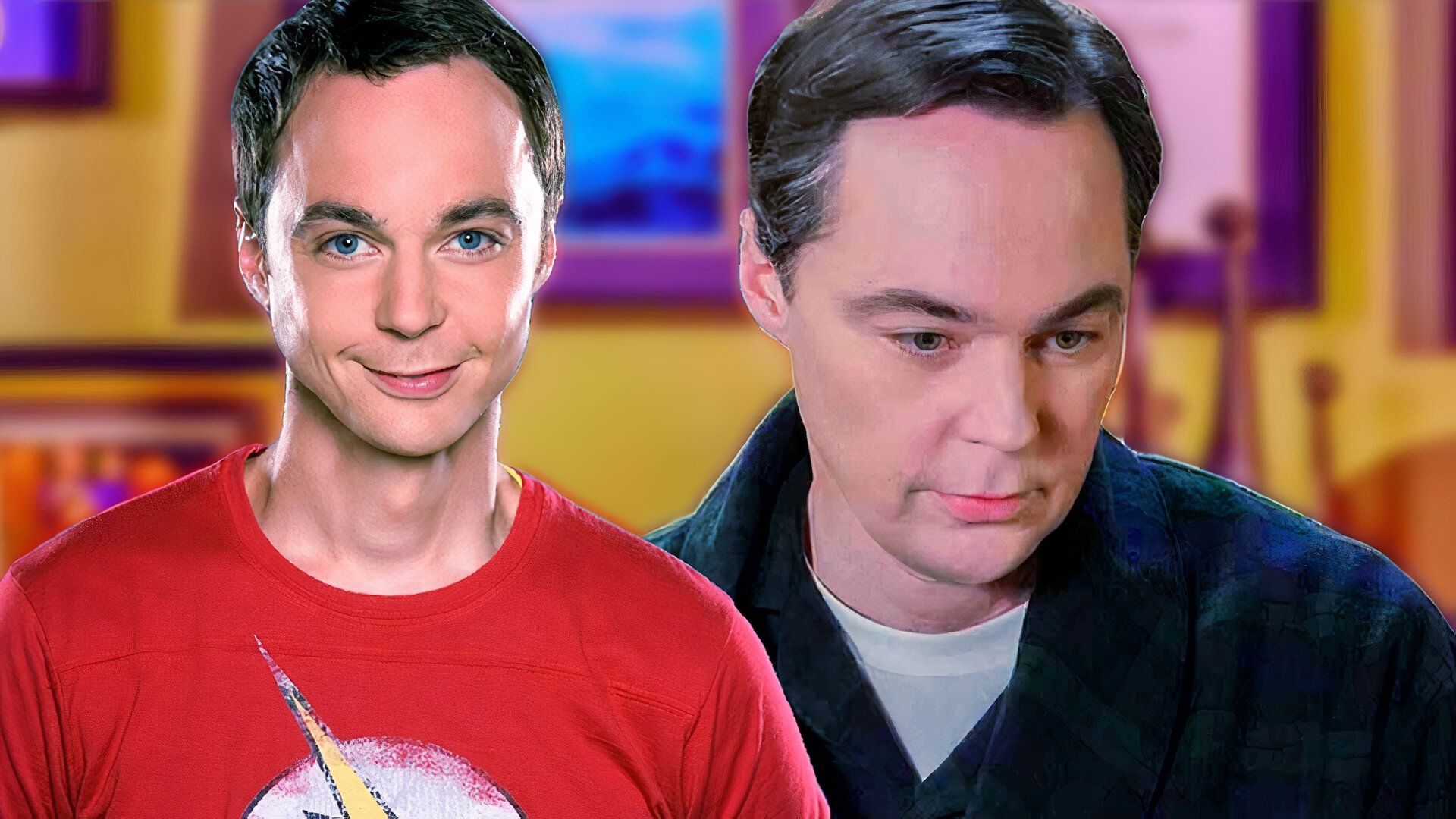 Jim Parsons as two versions of Sheldon Cooper