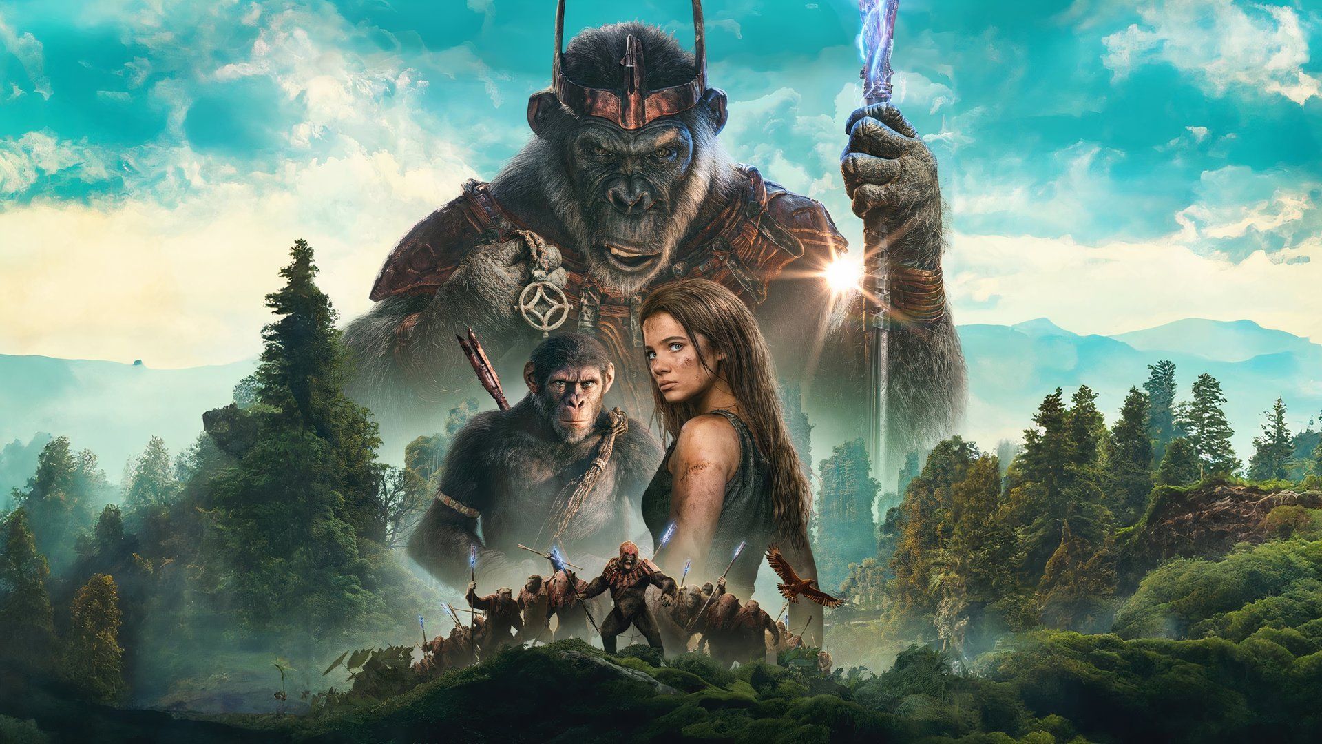 The Kingdom of the Planet of the Apes cast including Noa, Proximus, and Mae