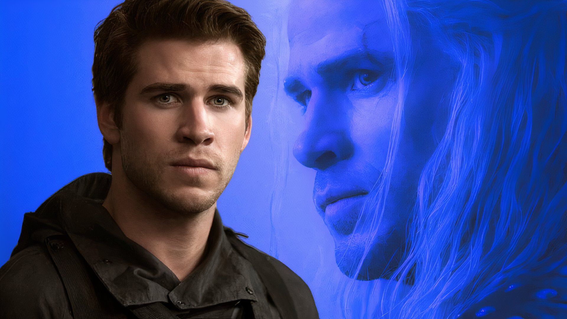 Liam Hemsworth in The Hunger Games and as Geralt.
