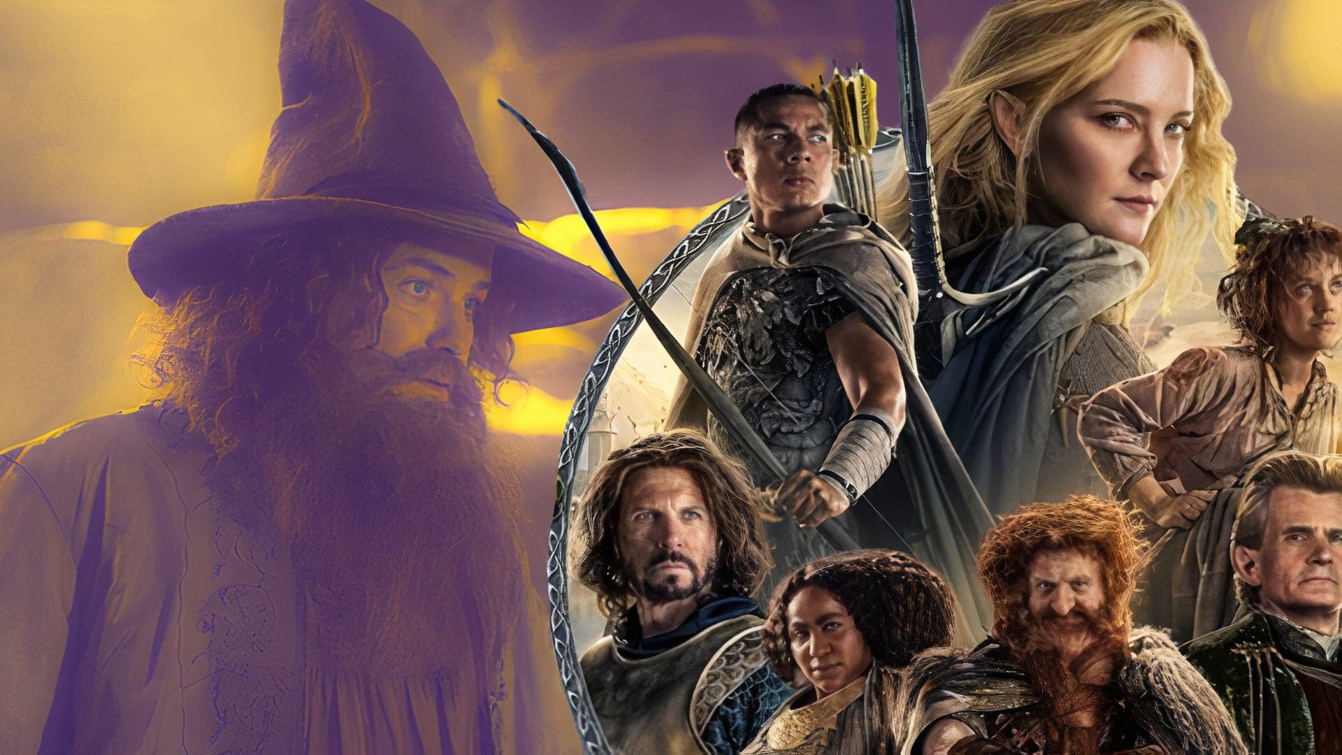 Tom Bombadil and the cast of Rings of Power.