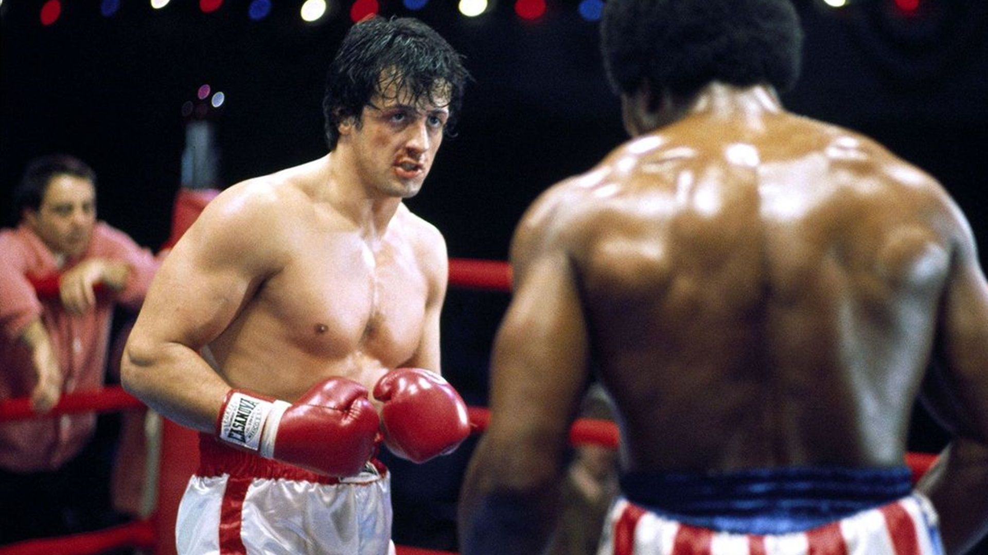 Rocky fighting Apollo Creed.
